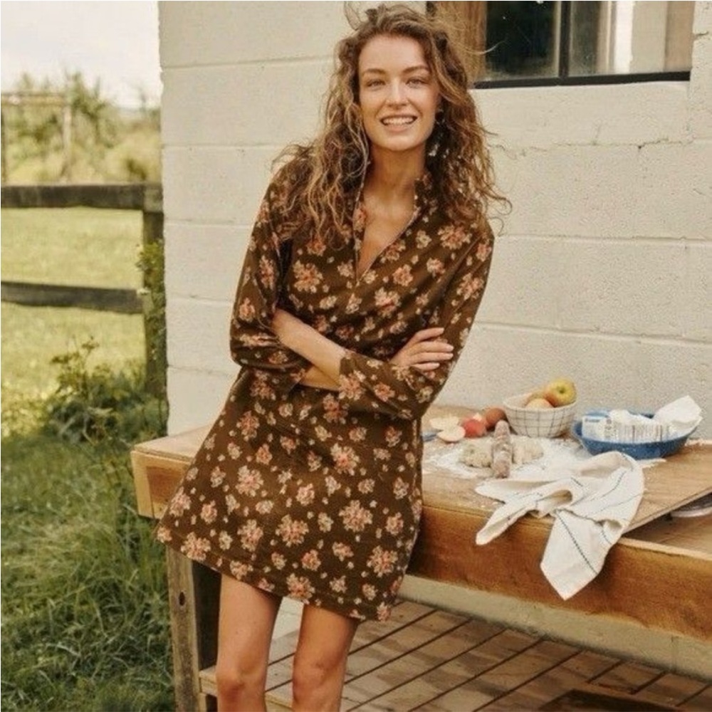 Tuckernuck Hazel Bouquet Corduroy “Clifton” Floral Mini Dress NWT
